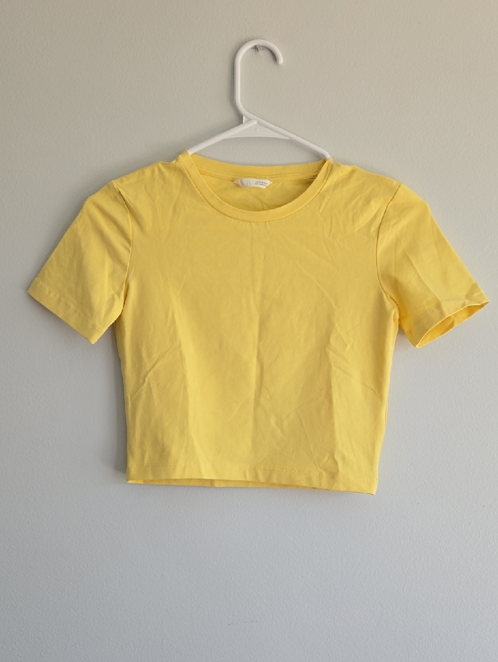 Zara Bright Yellow Short Sleeve Crop Top